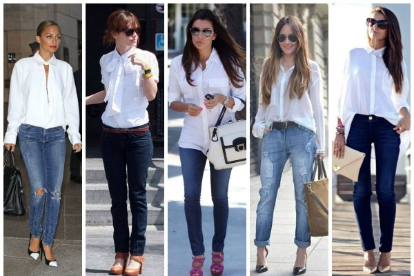 С чем носить широкие джинсы - образы с топом, блузкой, косухой, кедами и каблуками