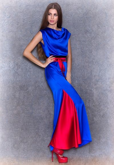 Синие Платье С Красными Цветами